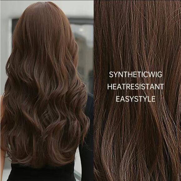 Dark Brown Long Layers 24 Inch Wig With Bangs - Picture 7 of 8